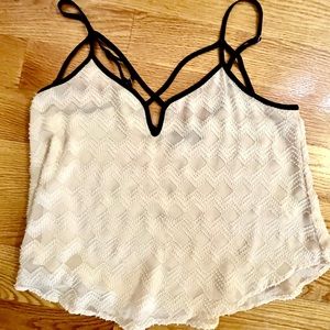 ASTR cropped textured, lined tank cami in Off white